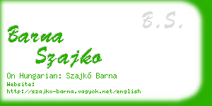 barna szajko business card